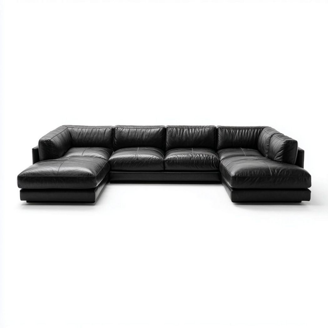 Hoekbank van leer voor de woonkamer - 250 x 150 x 75