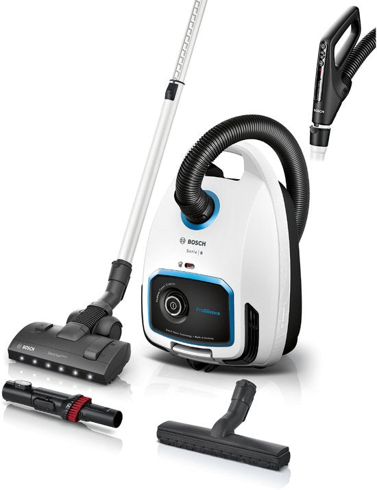 Bosch ProSilence BGB6SIL0L Serie 6 - Stofzuiger met zak - 12mtr bereik - HEPA hygienefilter - 66db - Afstandsbediening in handvat - Wit