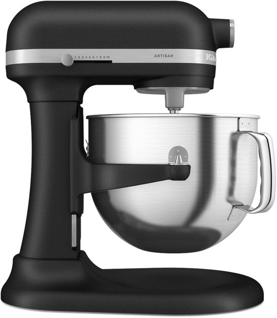 KitchenAid keukenmachine - Artisan - In hoogte verstelbare kom - 375 W - 11 snelheden - 3 RVS accessoires - 6,6L - Zwart