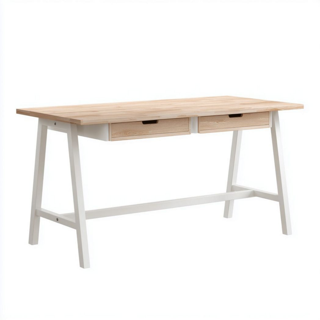 Bureau met twee lades voor een thuiskantoor - hout en MDF - 140 x 70 x 75