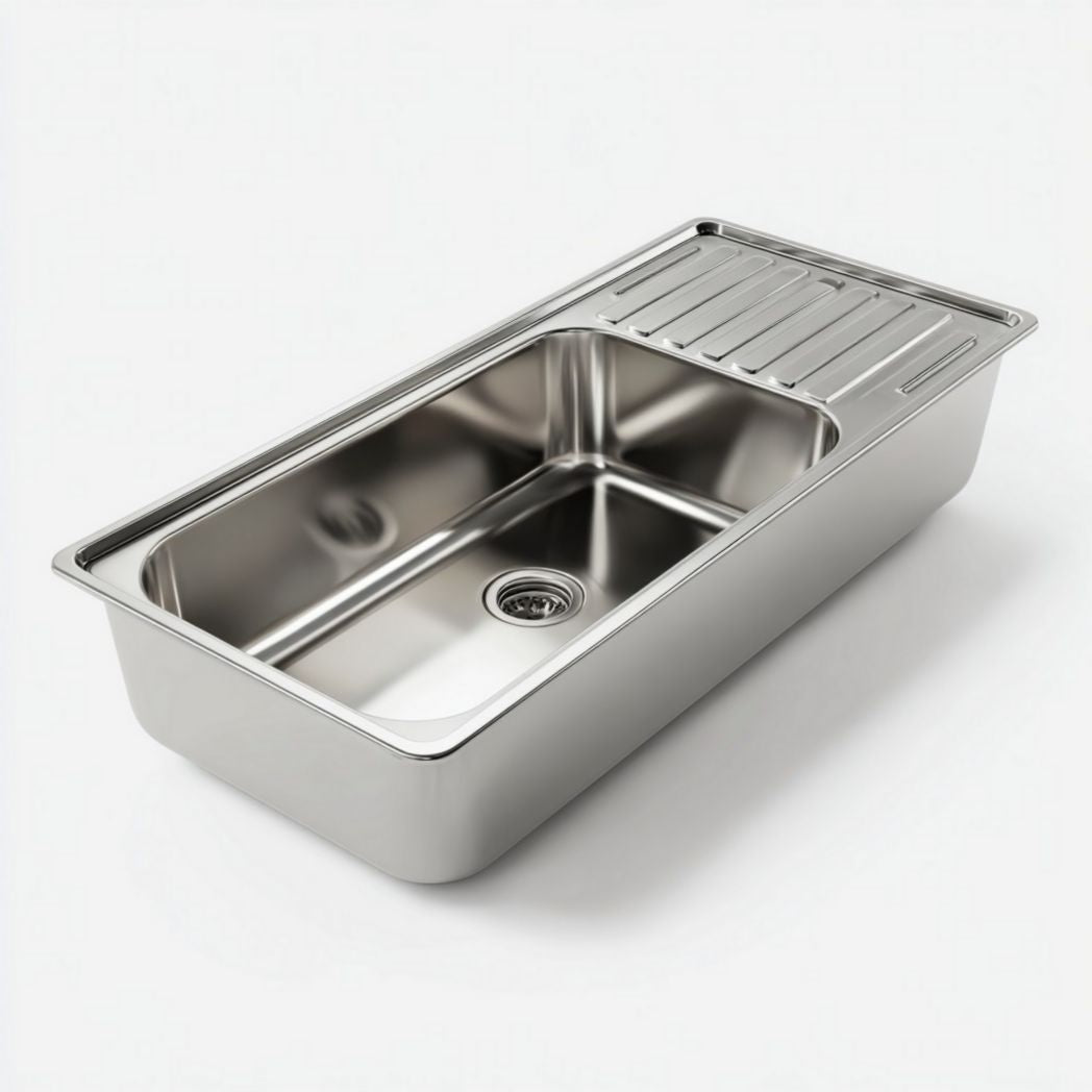 Roestvrijstalen spoelbak voor de keuken met afvoer en snijrand - 80 x 40 x 20