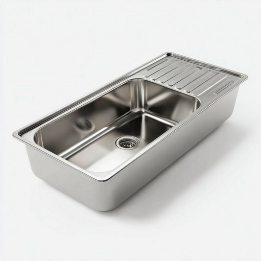 Roestvrijstalen spoelbak voor de keuken met afvoer en snijrand - 80 x 40 x 20