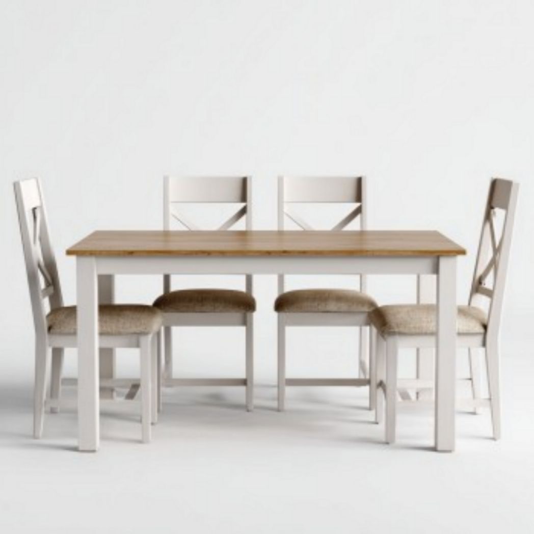 Eettafel van hout voor de eetkamer met vier stoelen - 150 x 90 x 75