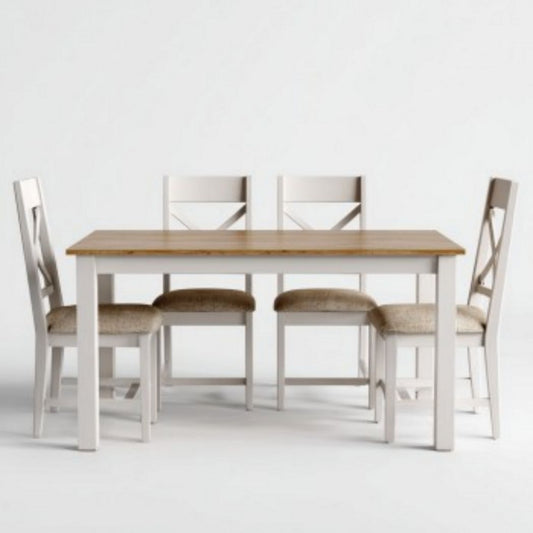 Eettafel van hout voor de eetkamer met vier stoelen - 150 x 90 x 75