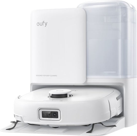 eufy Robotstofzuiger Omni E25, HydroJet dweilsysteem, 20.000 Pa zuigkracht, DuoSpiral borstels die ontklitten, CornerRover arm voor het schoonmaken van hoeken, alles-in-één station, voor gezinnen met huisdieren en kinderen.(White)