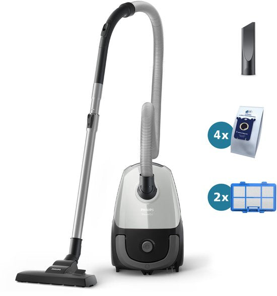 Philips 2000-Serie Stofzuiger met Zak - 900 W – Inclusief 4 Stofzakken en Extra Filter - Compact  Licht - 9 meter bereik - (FC8253/09)