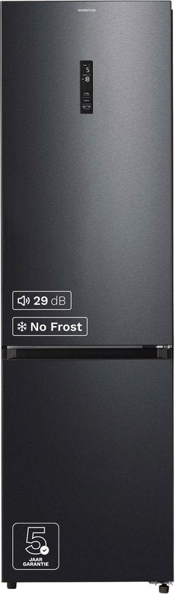 Inventum KV2010B No Frost energiezuinige koel-vriescombinatie - 201 cm hoog - 378 liter - Zeer stil: 29 dB - Superkoelen - Supervriezen - Vershoudlade - Energielabel A - Vrijstaand - Zwart