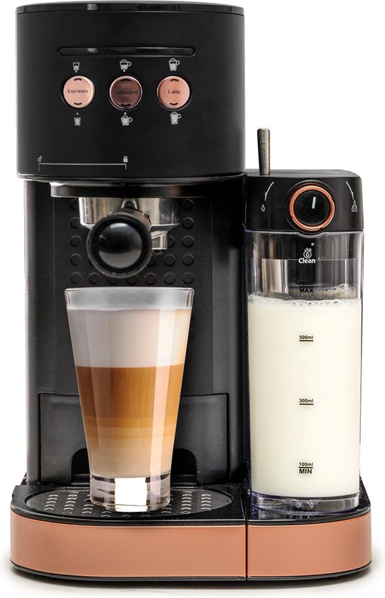 BluMill Koffiemachine - Pistonmachine - Espressomachine - Automatische Melkschuimer  2 portafilters - 1,2 Liter Waterreservoir